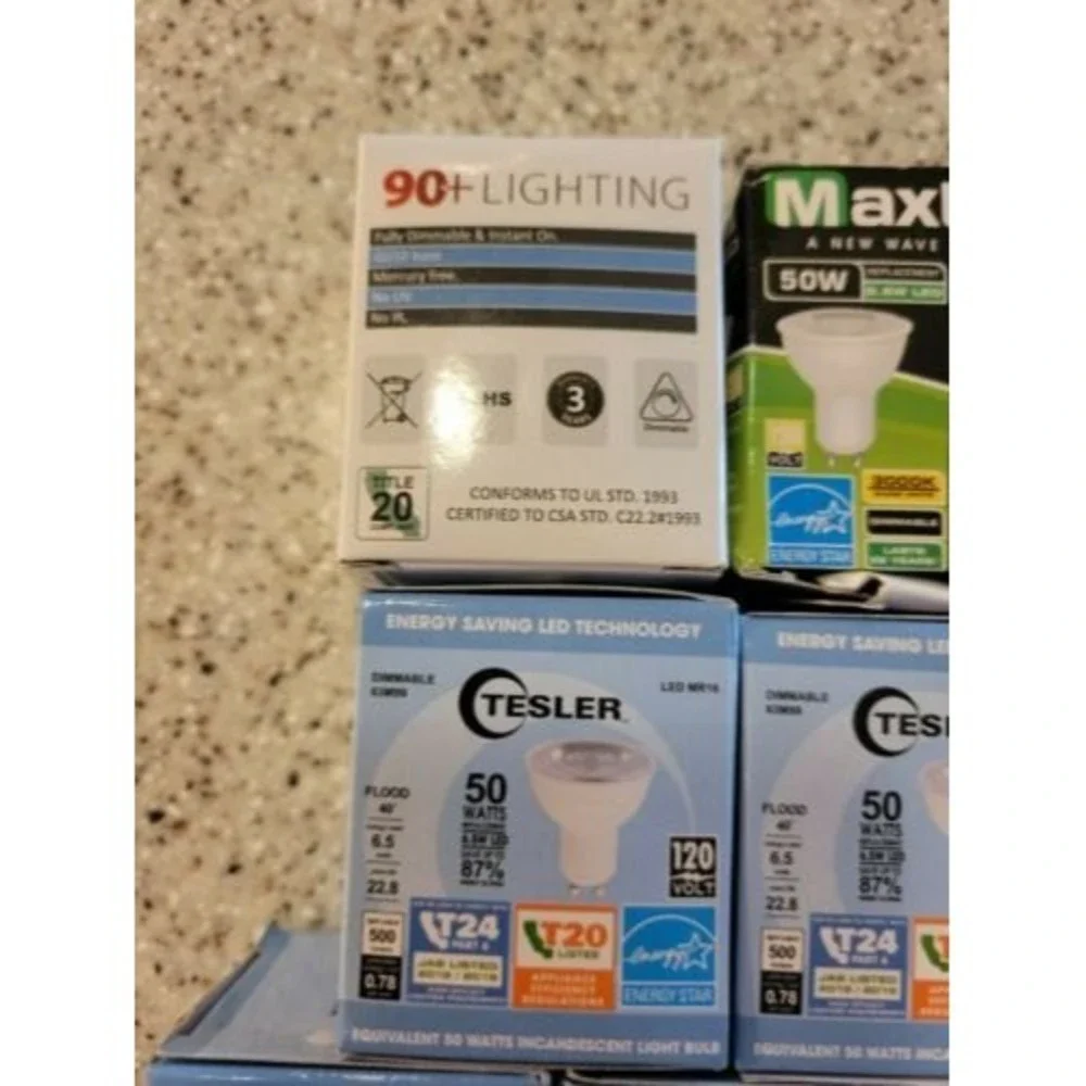 Assorted (10) LED Indoor Floodlight Bulb MR16 6.5 Watt Bright White Light Bulb